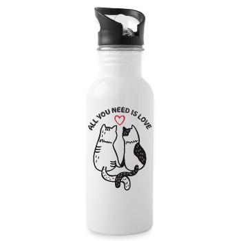 Cats - All You Need is Love - Water bottle with straw - white - Right