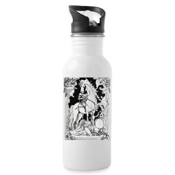 Der Tod auf einem Pferd - Trinkflasche mit integriertem Trinkhalm - Weiß - Rechts
