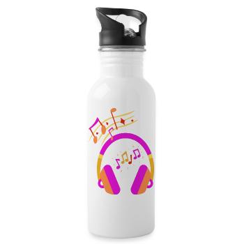 Persönliche Musik - Trinkflasche mit integriertem Trinkhalm - Weiß - Rechts