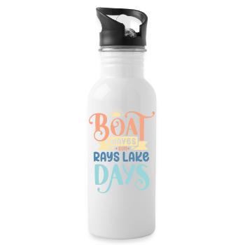 Boot Wellen Sonnenstrahlen See Tage - Trinkflasche mit integriertem Trinkhalm - Weiß - Rechts