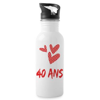40. 40 ANS. 40e ANNIVERSAIRE. ANNIVERSAIRE 40 ANS. - Gourde avec paille intégrée - blanc - Droite