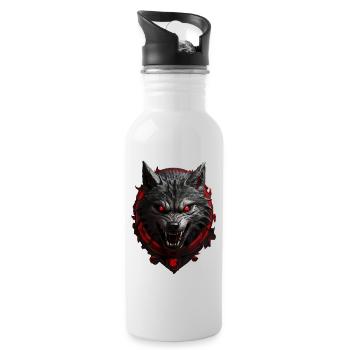 Loup du diable - Gourde avec paille intégrée - blanc - Droite