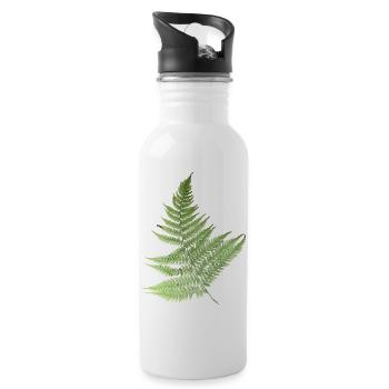Farn Blätter Farnblätter grün - Trinkflasche mit integriertem Trinkhalm - Weiß - Rechts