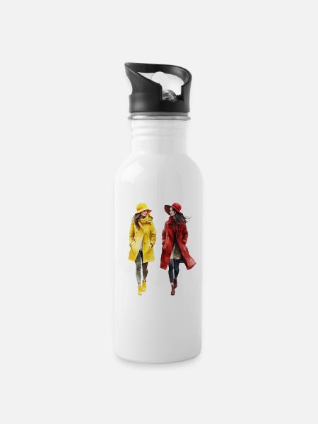 BFF - Water bottle with straw - white