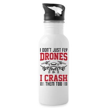 Je ne me contente pas de piloter des drones, je les écrase aussi - Gourde avec paille intégrée - blanc - Droite