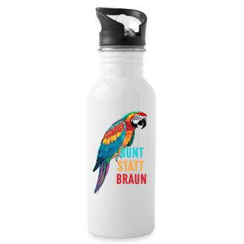 Papagei - bunt statt braun - Trinkflasche mit integriertem Trinkhalm - Weiß - Rechts