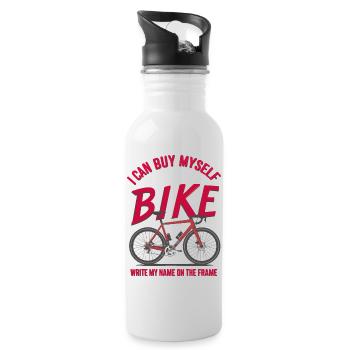Custom Bike Quote T-Shirt - Water bottle with straw - white - Right