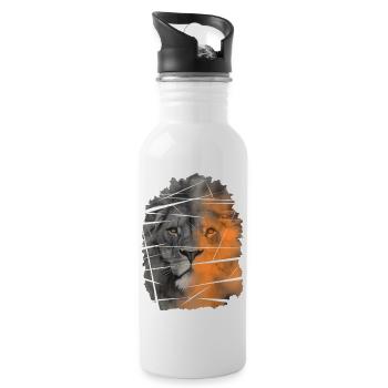 lion face - Trinkflasche mit integriertem Trinkhalm - Weiß - Rechts