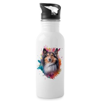 chien berger des shetland - Gourde avec paille intégrée - blanc - Droite