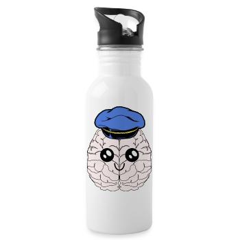 Brain Profession Job Work Area Brain Intelligence - Water bottle with straw - white - Right