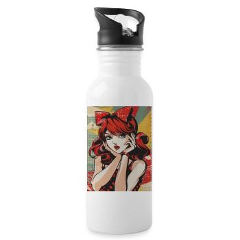 anime, girl, waifu, japan - Trinkflasche mit integriertem Trinkhalm - Weiß - Rechts