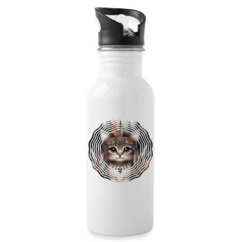 Chaton Style bohème - Gourde avec paille intégrée - blanc - Droite