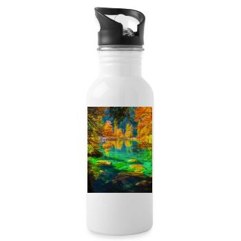 LAC D’AUTOMNE - Gourde avec paille intégrée - blanc - Droite