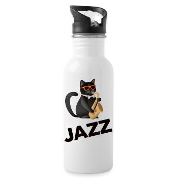 Jazz Cat Sax - Water bottle with straw - white - Right