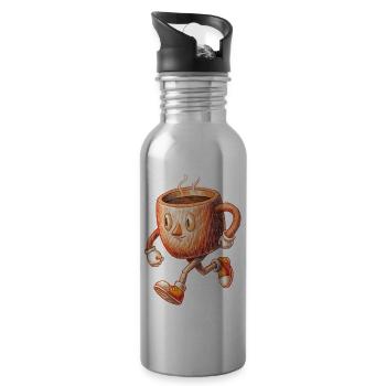 KAFFEE - Trinkflasche mit integriertem Trinkhalm - Lightsilver - Rechts