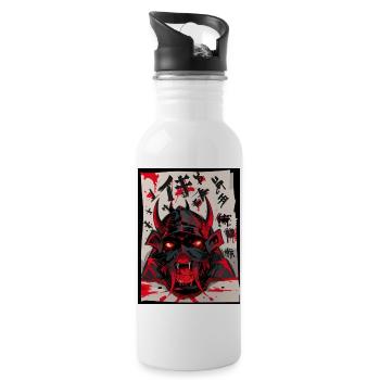 Oni Mask Inferno Demonic Tee - Water bottle with straw - white - Right