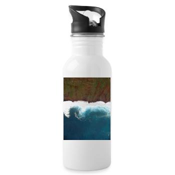 Steilküste am Meer - Trinkflasche mit integriertem Trinkhalm - Weiß - Rechts