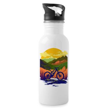 Radfahren, Fahrrad, Berg, Urlaub, Sommer, Urlaub, Urlaub, Berg - Trinkflasche mit integriertem Trinkhalm - Weiß - Rechts