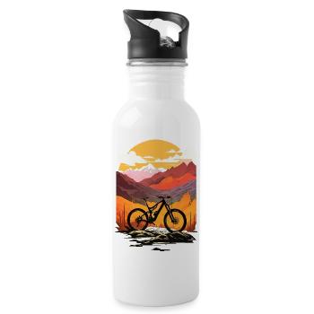 Radfahren, Fahrrad, Berg, Urlaub, Sommer, Urlaub, Urlaub, Berg - Trinkflasche mit integriertem Trinkhalm - Weiß - Rechts