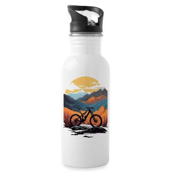 Radfahren, Fahrrad, Berg, Urlaub, Sommer, Urlaub, Urlaub, Berg - Trinkflasche mit integriertem Trinkhalm - Weiß - Rechts