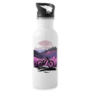 Radfahren, Fahrrad, Berg, Urlaub, Sommer, Urlaub, Urlaub, Berg - Trinkflasche mit integriertem Trinkhalm - Weiß - Rechts