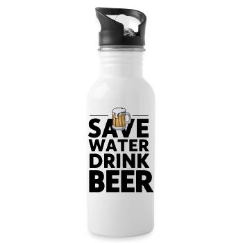 Save Water Drink Beer - Festive T-Shirt - Water bottle with straw - white - Right