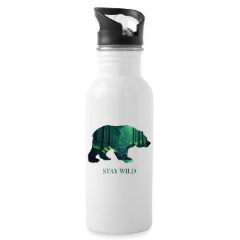 BEAR - STAY WILD - Trinkflasche mit integriertem Trinkhalm - Weiß - Rechts