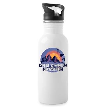 Drei Zinnen Finisher Dolomiten Tre Cime Lavaredo - Trinkflasche mit integriertem Trinkhalm - Weiß - Rechts