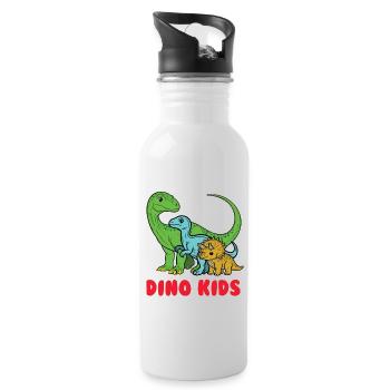 Dino Kids - Design de dinosaure mignon pour enfants - Gourde avec paille intégrée - blanc - Droite