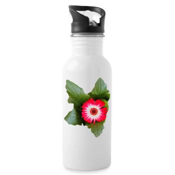 Aster – Herbstpoesie in Linien - Trinkflasche mit integriertem Trinkhalm - Weiß - Rechts