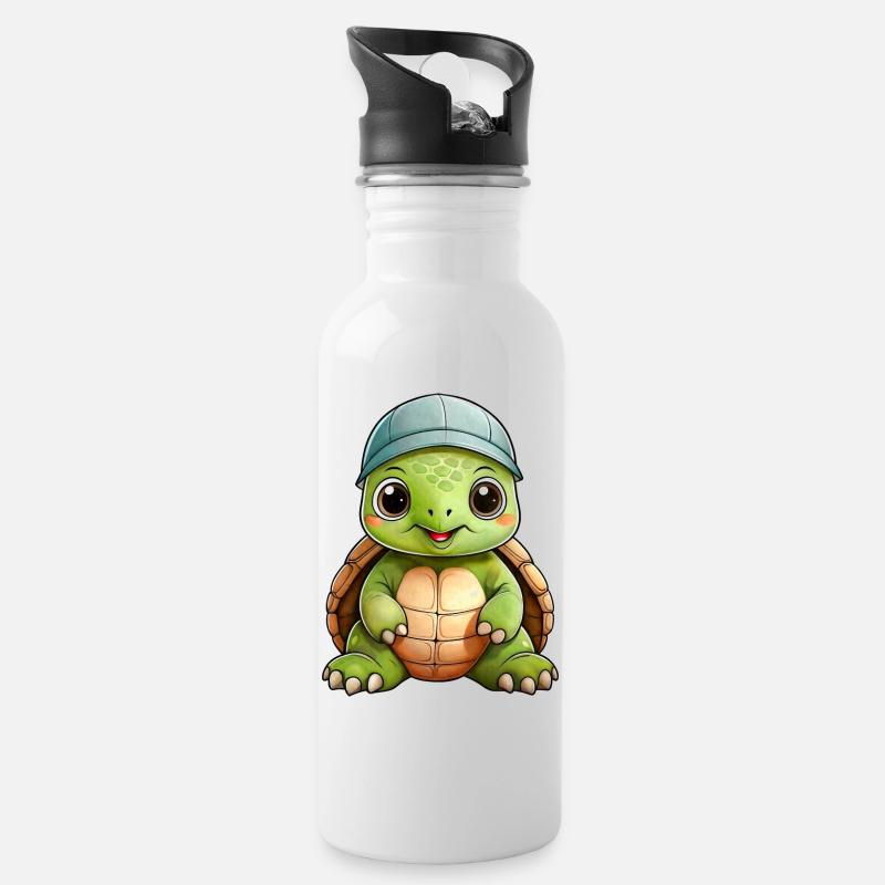 Petite Tortue - Gourde avec paille intégrée - blanc
