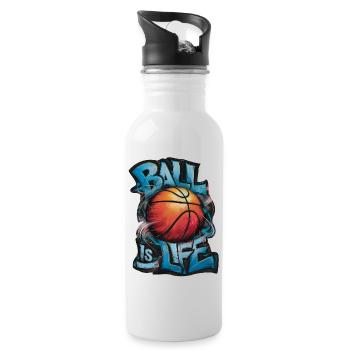 « Ball is Life » Basket-ball Graffiti Art - Gourde avec paille intégrée - blanc - Droite