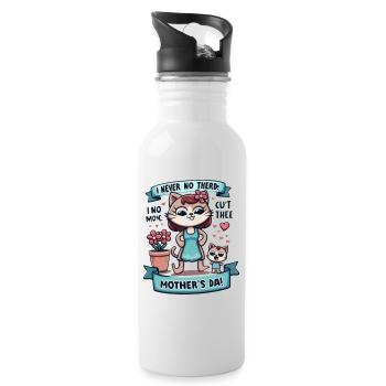 Mother's Day Fun and Affectionate Cat - Water bottle with straw - white - Right