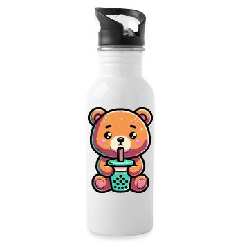 Bubble Tea Ours en peluche Boba Tea Kawaii Cadeau - Gourde avec paille intégrée - blanc - Droite