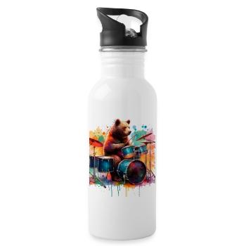 Bear in Concert - Water bottle with straw - white - Right
