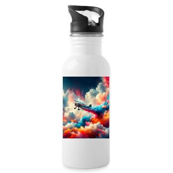 Aerobatic aircraft - Water bottle with straw - white - Right