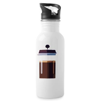 Coffee Frenchpress Cappuccino Latte Art - Water bottle with straw - white - Right