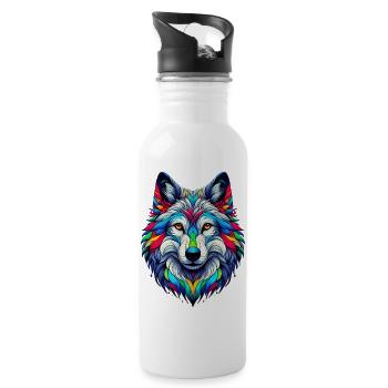 Wolf - Trinkflasche mit integriertem Trinkhalm - Weiß - Rechts