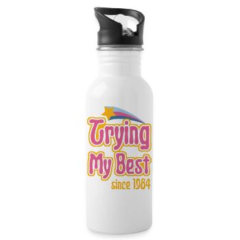 Trying my Best since 1984 - Water bottle with straw - white - Right