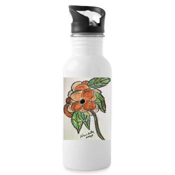 Orange flower - Gourde avec paille intégrée - blanc - Droite
