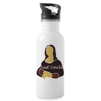 🇮🇹Mona Lisa Italien maltes Lächeln und Fröhlichkeit - Trinkflasche mit integriertem Trinkhalm - Weiß - Rechts