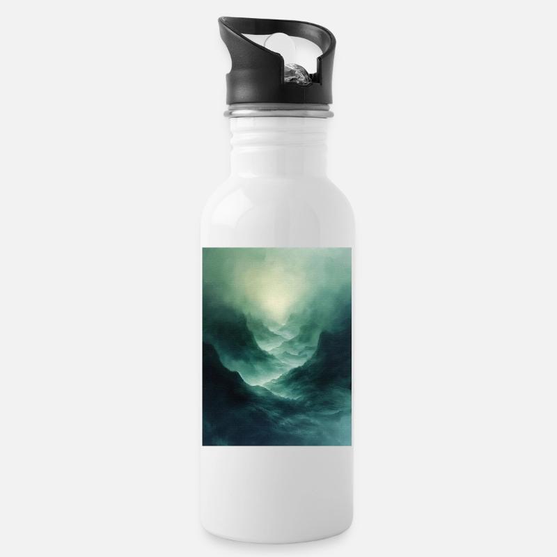 Poster Geo Nature Paint 17 - Trinkflasche mit integriertem Trinkhalm - Weiß