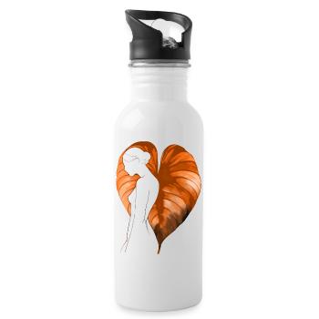 Flowers Women girl fashion design art female style - Water bottle with straw - white - Right