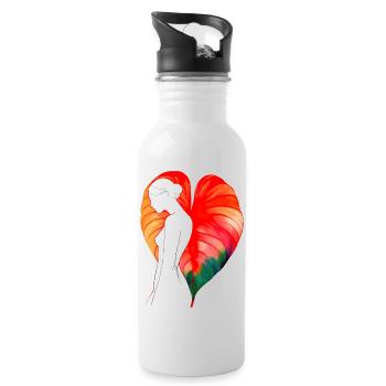 Flowers Women girl fashion design art female style - Water bottle with straw - white - Right
