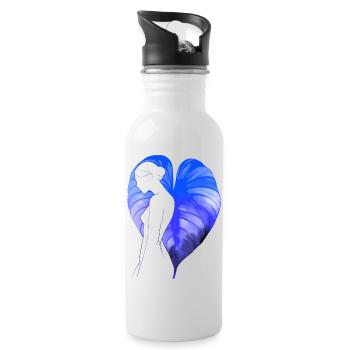 Blumen Frauen Mädchen Mode Design Kunst Weiblicher Stil - Trinkflasche mit integriertem Trinkhalm - Weiß - Rechts