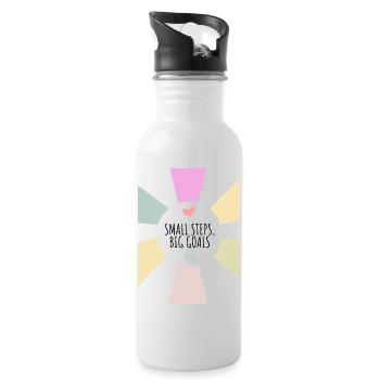 Kleine Schritte, große Ziele - Trinkflasche mit integriertem Trinkhalm - Weiß - Rechts