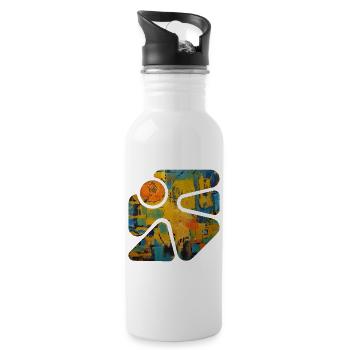 Bunte Straßenkunst - Trinkflasche mit integriertem Trinkhalm - Weiß - Rechts