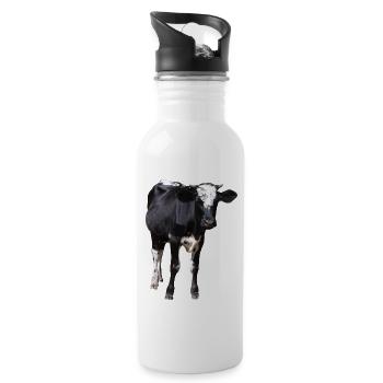 Drôle de vache noir et blanc cadeau fermier - Gourde avec paille intégrée - blanc - Droite