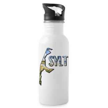 Watercolor Map of Sylt - Water bottle with straw - white - Right