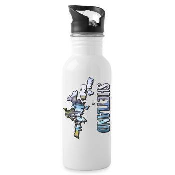Watercolor Map Shetland - Water bottle with straw - white - Right